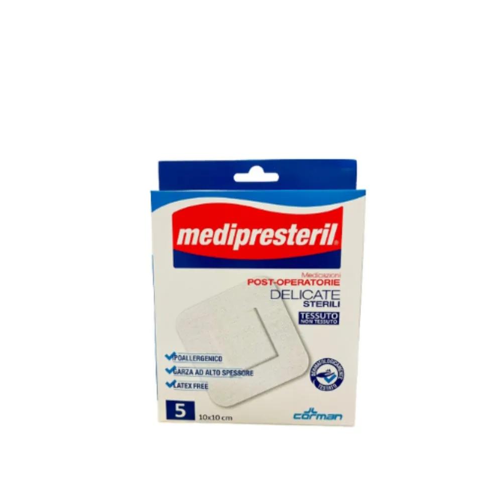 Medipresteril Medicazione Post Operatoria Delicata in Tessuto non Tessuto 10x10 cm 5 Pezzi