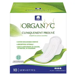 Organyc Serviette Flux Abondant Coton Bio 10 unités