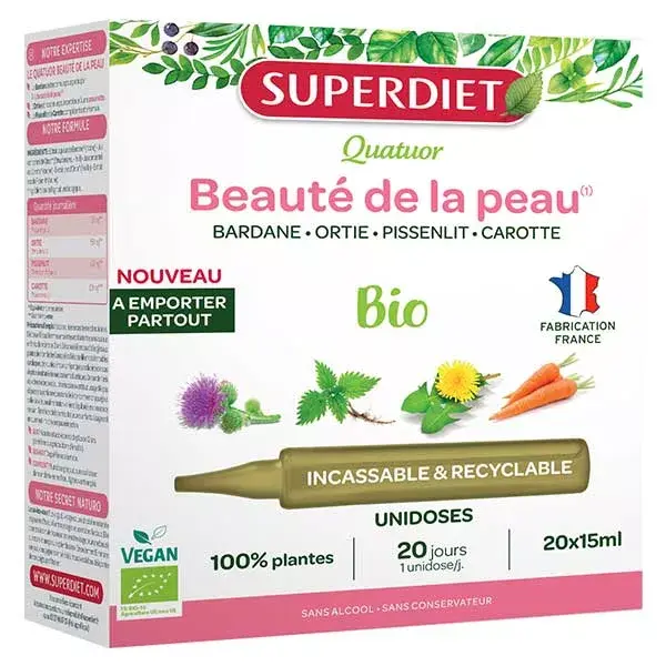 Superdiet Quatuor Beauté de la Peau Bio 20 unidoses