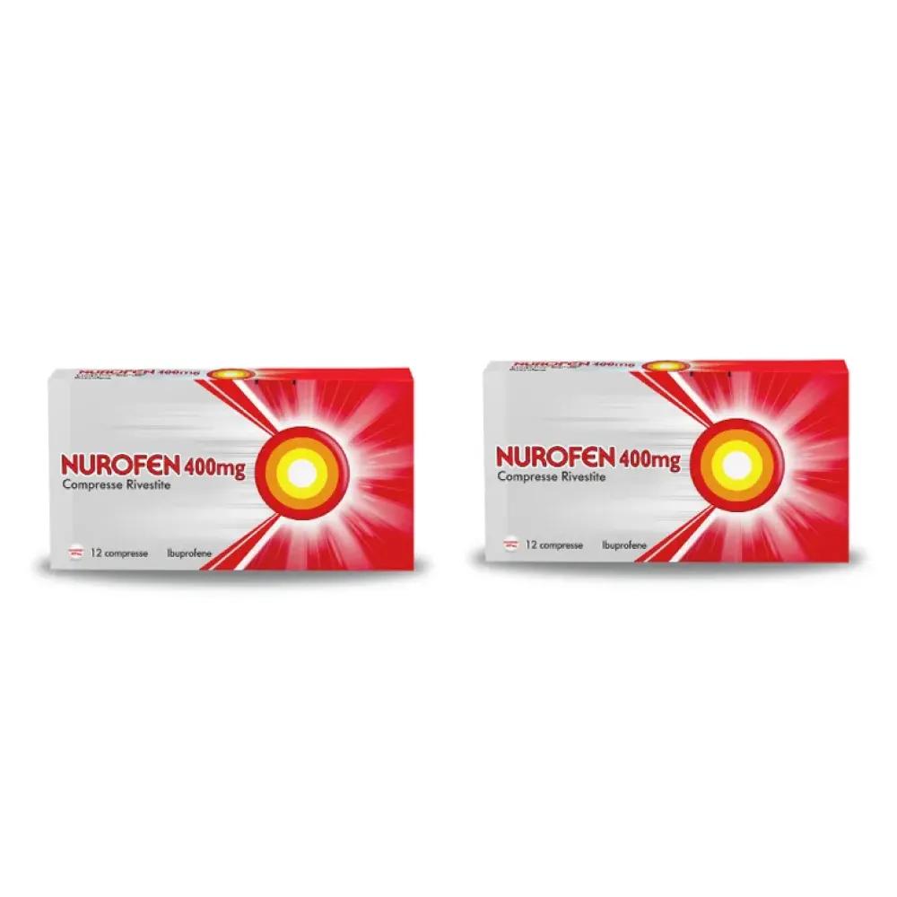 Nurofen 400 mg Ibuprofene Antidolorifico BIPACCO 12 + 12 Compresse Rivestite