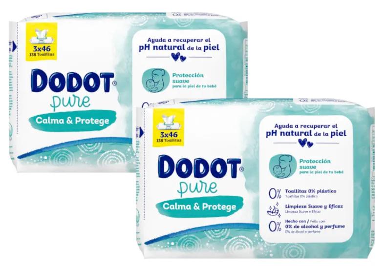 Lingettes Dodot Pure Soothe &amp; Protect à l&#39;Aloe Vera, 6 x 46 unités