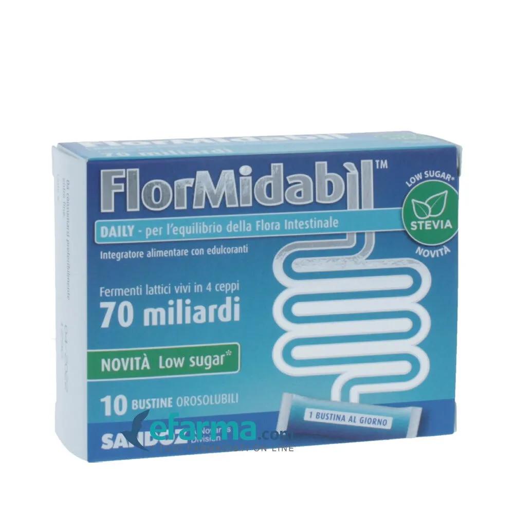 FlorMidabil Daily Polvere Integratore Fermenti Lattici 10 Bustine