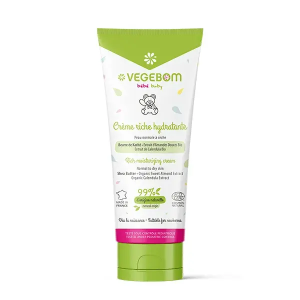 Vegebom Gamme Bébé Crème Riche Hydratante Tube 200ml