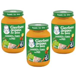 Gerber Organic Jar Carrot, Tomato and Turkey +6 m 3x190 gr