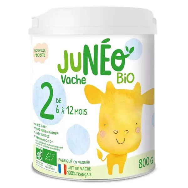 Junéo Vache 2 Lait Infantile 2ème Âge Bio 6-12 Mois 800g