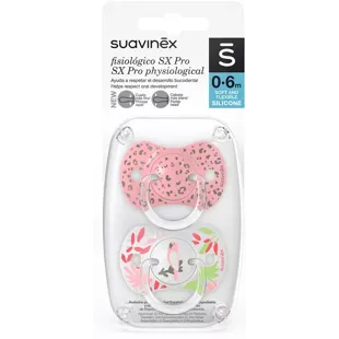 Suavinex Jungle Pacifier Physiological Teat SX Pro Pink Silicone 0-6m 2 units