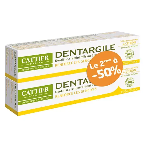 Cattier Dentargile Dentifrice Citron Bio Lot de 2 x 75ml