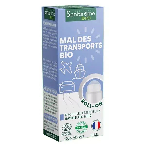 Santarome Bio Roll-On Mal des Transports Bio Huiles Essentielles 10 ml