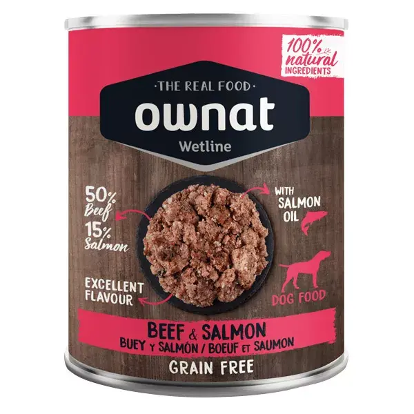Ownat Grain Free Wet Food Dog 50% Beef and 15% Salmon 400gr