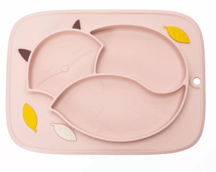 InnoGIO GIOfresh Fox Snack Plate Stick & Stay Silicone Plate +6m Pink