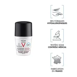 Vichy Homme Déodorant Anti-Transpirant Anti-Traces 48h Roll-On Lot de 2 x 50ml