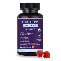 Manhaé Cap Expert - Chute de cheveux - Levure de bière, Kératine - 60 gummies