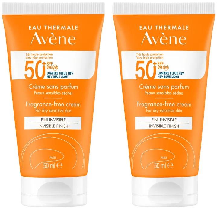 Avène Sun Cream SPF50+ Without Perfume 2x50 ml