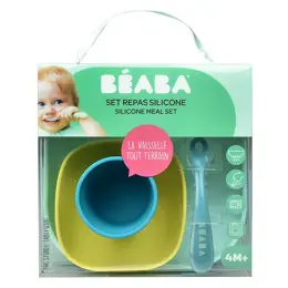 Béaba Coffret Repas Silicone 4 pièces Bleu