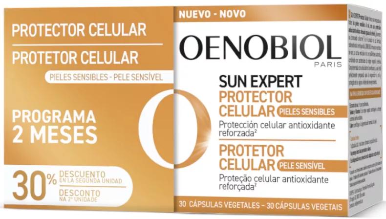Oenobiol Sun Expert Protecteur Cellulaire Peaux Sensibles 2x30 Gélules Végétales