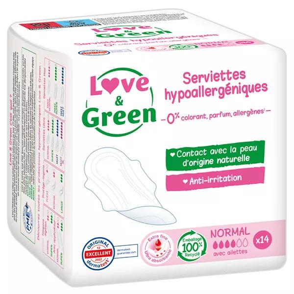 Love & Green Hypoallergenic Normal Menstrual Pads x 14 