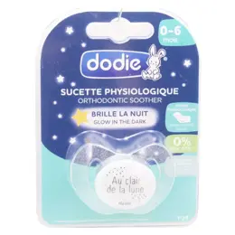 Dodie Sucette Physiologique Nuit 0-6m Sans Anneau Au Clair de la Lune