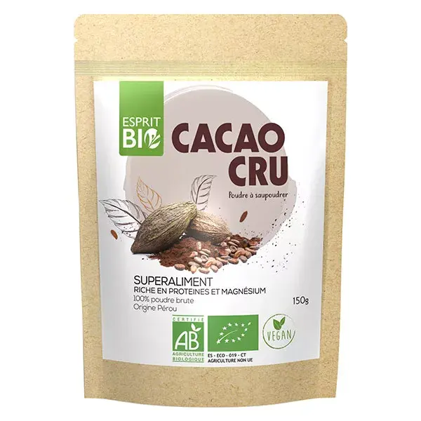 Esprit Bio Poudres et Graines Cacao Cru en Poudre Bio 150g