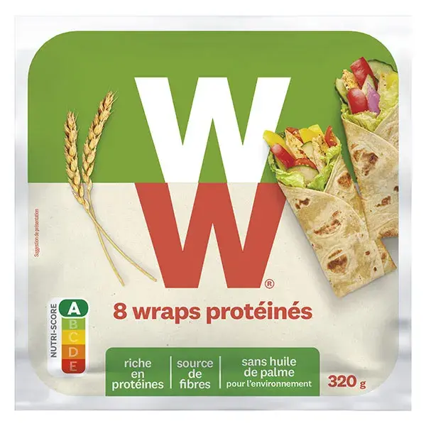 Weight Watchers Wraps Moelleux & Protéinés Farine De Blé Et Graines De Lin 8 Wraps