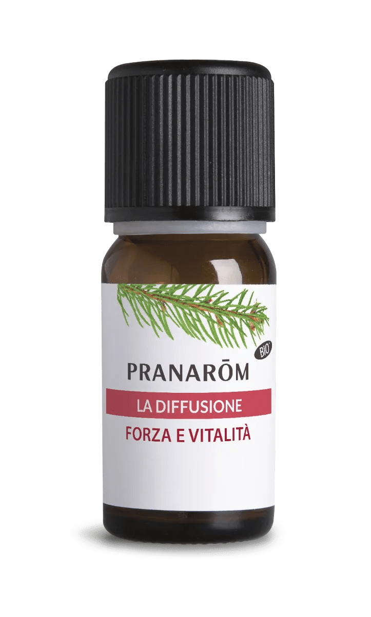 Pranarom La Diffusione Forza e Vitalità Olii Essenziali Bio per Diffusione Pino Silvestre e Ravintsara Tonificante e Stimolante 30 ml