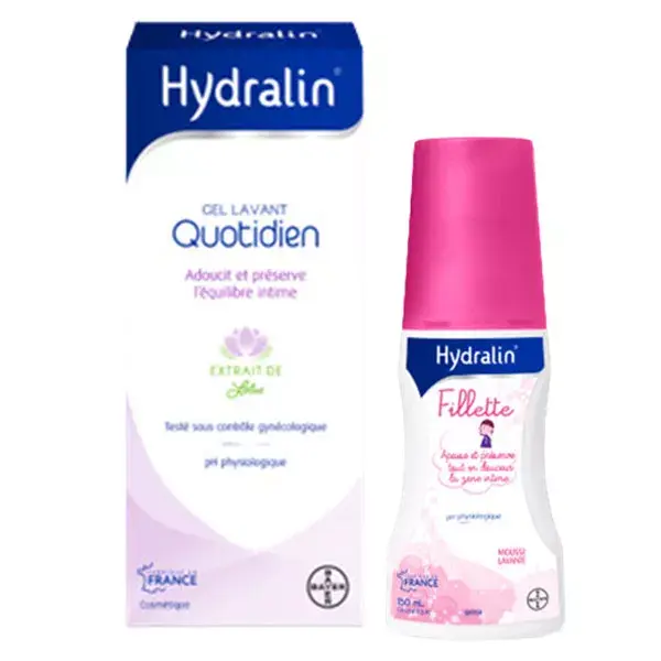 Lot Mère et Fille Hygiène Intime -  Hydralin Quotidien Flacon de 200 ml et Hydralin Fillette Flacon de 150 ml