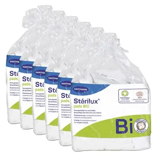 Assorbenti rettangolari in cotone biologico Hartmann Stérilux 7,5 x 9,5 cm - Confezione da 6 x 160 unità