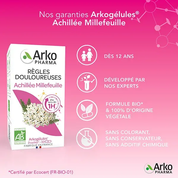 Arkpharma Arkogélules Règles Douloureuses Achilée Millefeuille BIO  30 gélules