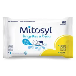 Mitosyl Lingettes à l'eau pour bébé - 1 sachet de 60 lingettes - EG LABO