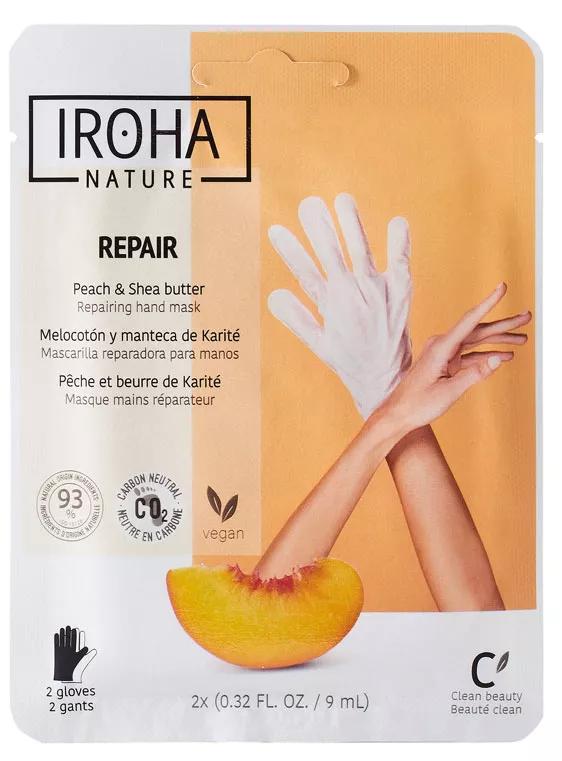 Iroha Nature Gants régénérants pour les mains et les ongles Pêche 1 paire