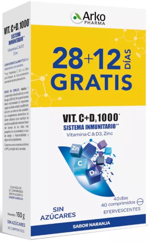 Arkopharma Arkovital Vitamina C&D3 1000 mg + Zinc 20 Comprimidos DUPLO
