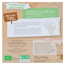 Babybio Desserts Végétaux Gourde Brassé Avoine Banane +6m Bio 4 x 85g