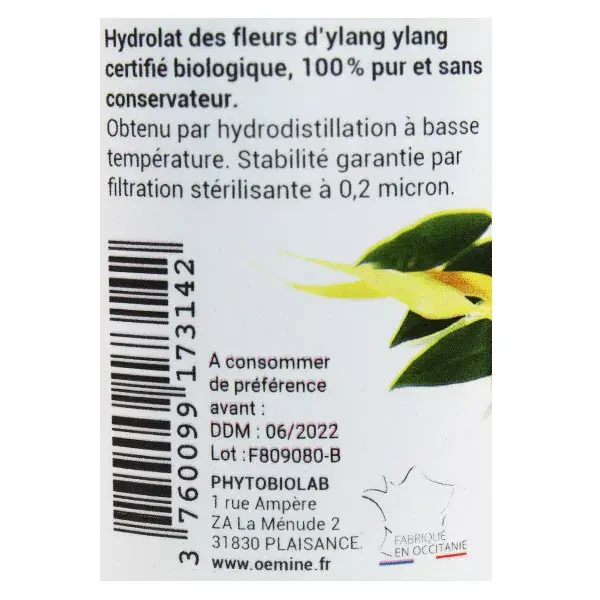 Oemine Eau Florale Alimentaire Ylang Ylang Bio 125ml
