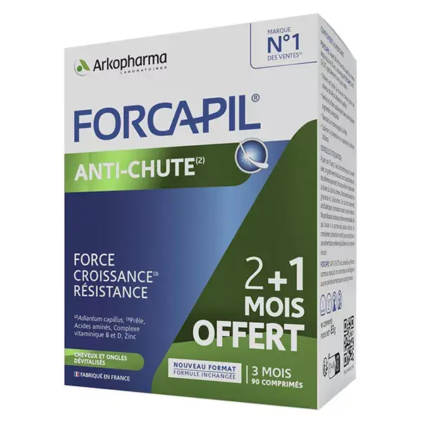 Arkopharma Forcapil Anti-Chute Cheveux Zinc Vitamine B 90 comprimés