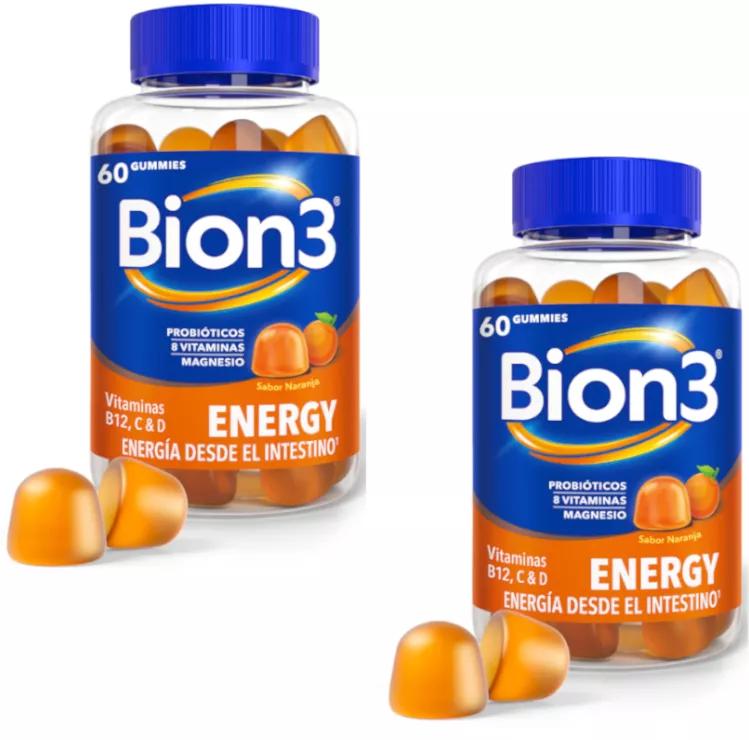 Bion3 Energy Multivitamine mit Probiotika, Vitamin B12, C, D und Magnesium 2x60 Gummibonbons