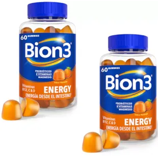 Bion3 Energy Multivitaminas com Probióticos, Vitaminas B12, C, D e Magnésio 2x60 Gomas