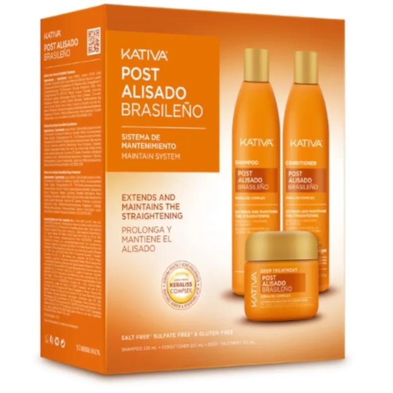 Kativa Shampooing Post Lissage 225 ml + Après-Shampooing 225 ml + Traitement 150 ml