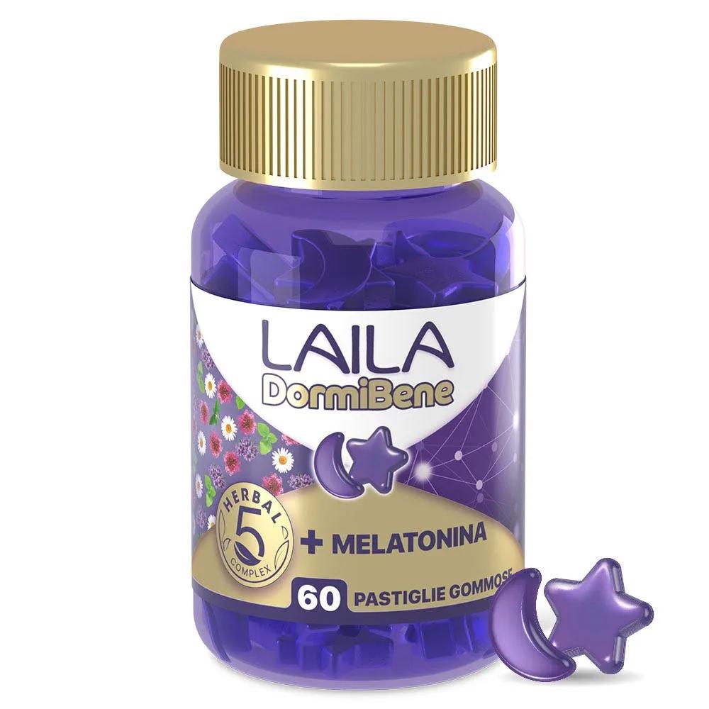 Laila DormiBene + Melatonina Integratore Per il Sonno 60 Pastiglie Gommose