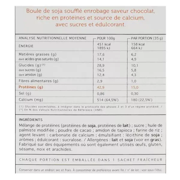 Protifast Boules de Soja Soufflé Chocolat 5 sachets