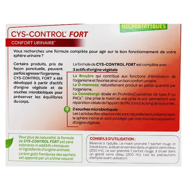 Arkopharma Cys-Control Fort Microbiotiques 10 sachets + 5 sticks to dilute