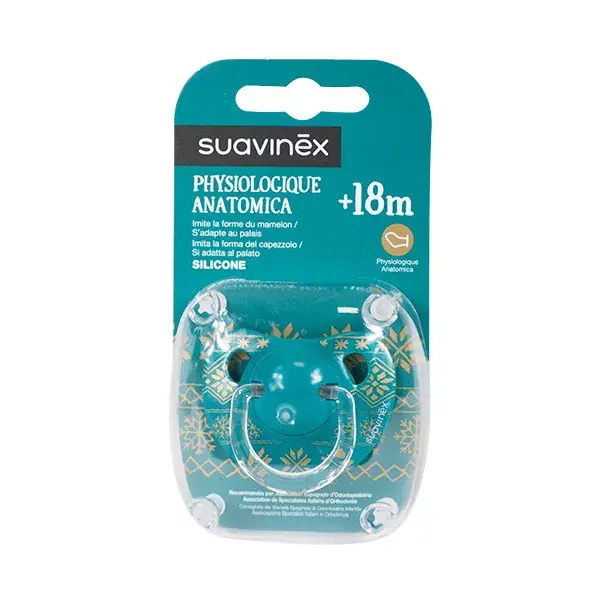 Suavinex Sucette Silicone Physiologique Hiver Blanc Jacquard +18m