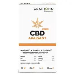 GRANIONS CBD Apaisant - Cannabidiol + Harpagophytum - Sans THC - 30 Comprimés