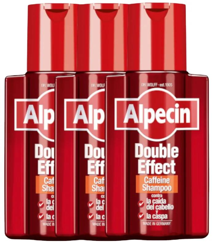 Alpecin Shampooing antipelliculaire et antichute à la caféine double effet 3 x 200 ml
