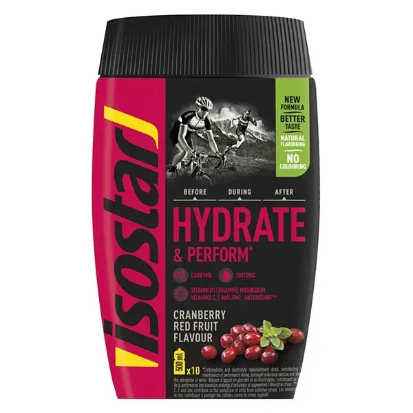 Isostar Hydrate & Perform Poudre Boisson Isotonique Cranberry Fruits Rouges 400g
