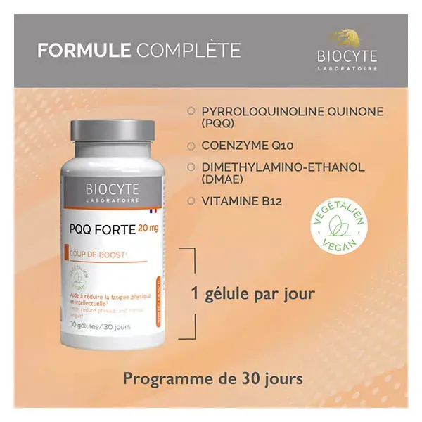 Biocyte PQQ FORTE Coup de Boost Fatigue Physique & Intellectuelle 30 gélules