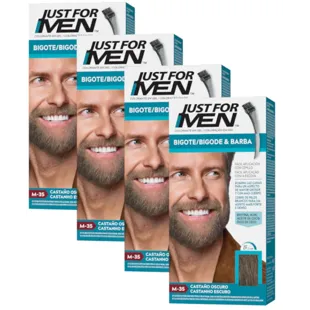Just For Men Mustache, Beard and Sideburns for Men, Dark Brown, 4 pcs