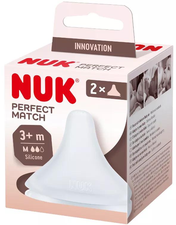 Nuk Tetinas Perfect Match de Silicona Flujo Medio +3m 2 uds