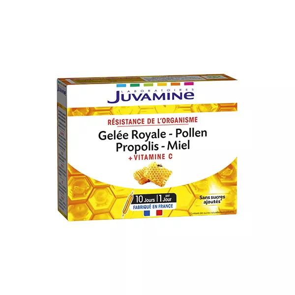 Juvamine Jalea real, polen, propóleo, miel, vitamina c, 10 ampollas x 10 ml
