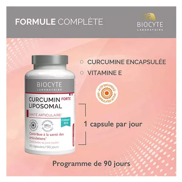 Biocyte Curcumin Forte x185 Liposomal Santé des Articulations 90 Capsules