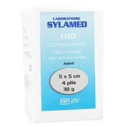 Sylamed Compresse Viscose Non Stérile Non Tissé 5cm x 5cm 30G 4 plis 100 unités