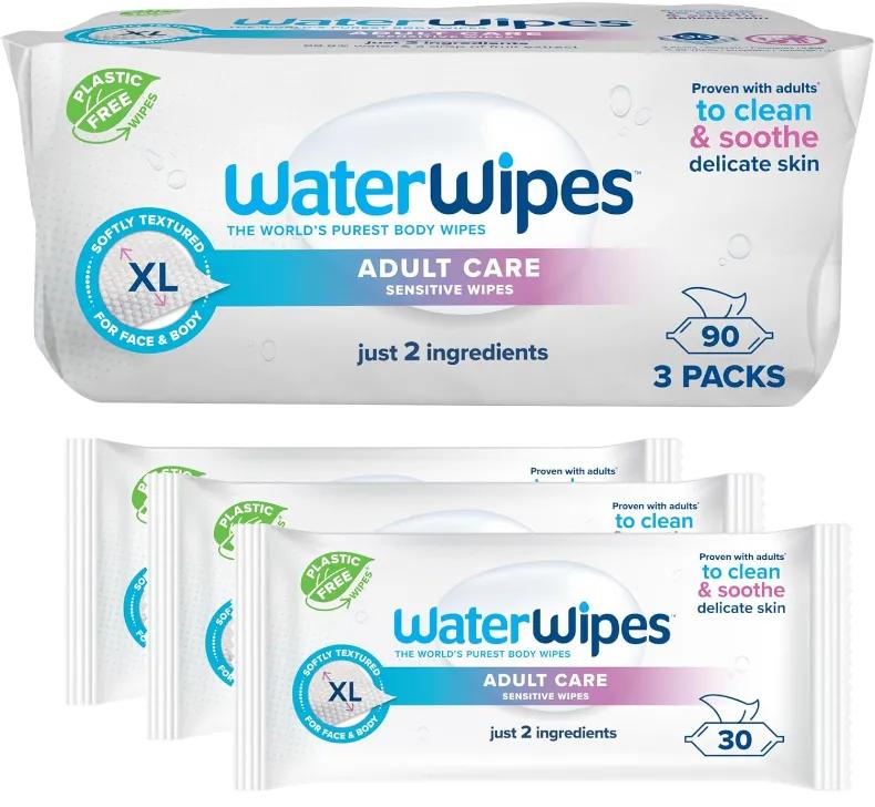 WaterWipes Feuchttücher für Erwachsene, 3 x 30 Einheiten